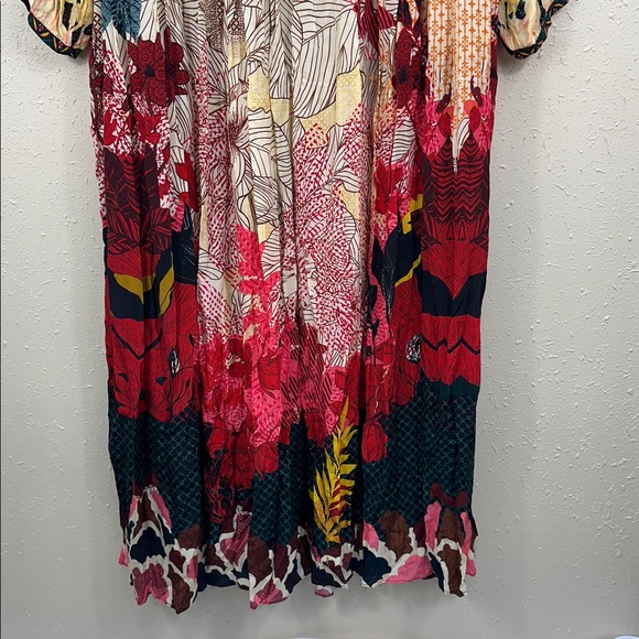 Boho Bhanuni by Jyoti Obsidian Mixed Print Boho Beaded V-Neck Maxi Dress Sz 20W - Picture 15 of 15